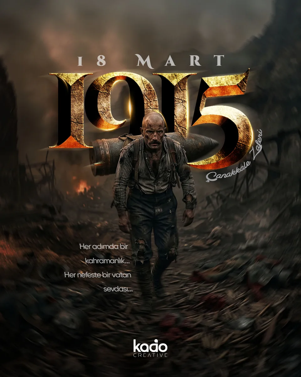 18 Mart 1915 temalı tipografik tasarım